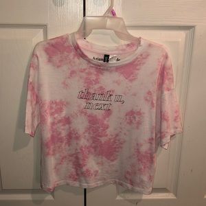 Ariana Grande Thank u next tie dye cropped tee.